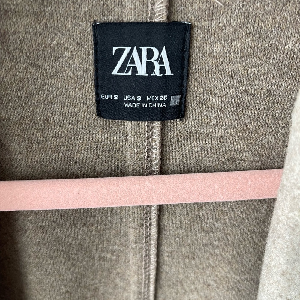 Zara Beige Wool-Blend Long Coat - Picture 3 of 6